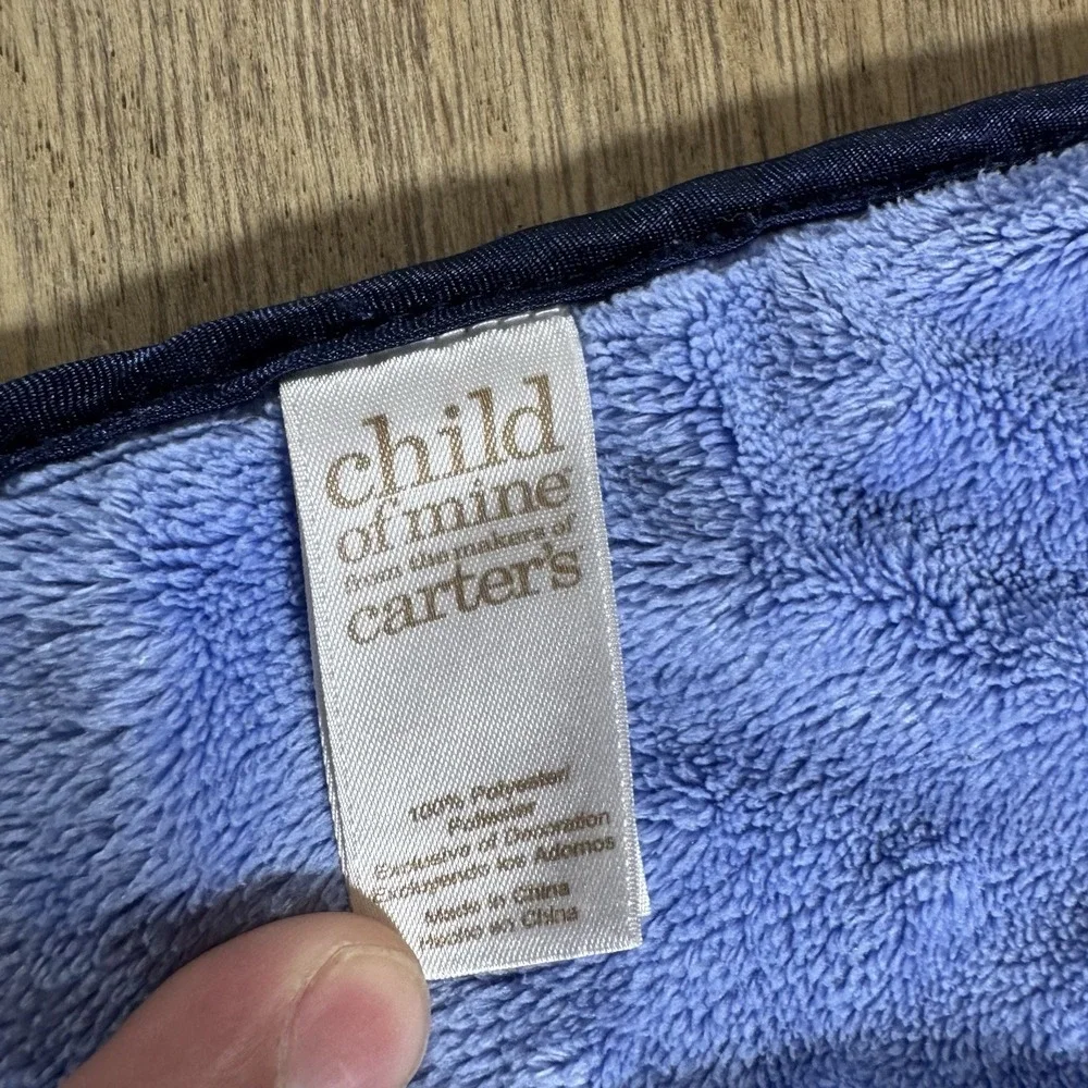 Child of Mine Carter's Blue Striped Whale Baby Boy Blanket Minky Dot 38 X 29